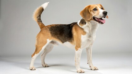 Beagle Shepherd on studio background

