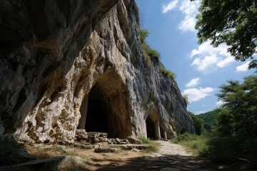 Cliff with Cave Entrance