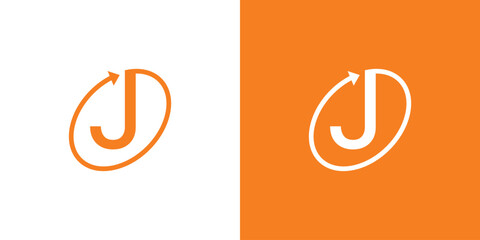 Letter J Arrow Circle Logo Design