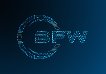 BFW low poly letter logo vector design. BFW lower poly logo design.