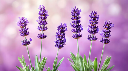 Fototapeta premium Beautiful Lavender Flowers with Soft Purple Bokeh Background
