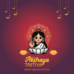 Akshaya Tritiya Festival Celebration Goddess Lakshmi Blessing Fortune Plate Filled With Gold Coins 