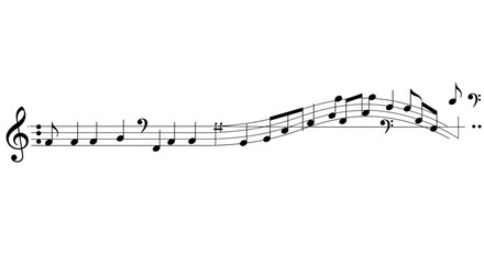 Curved musical notes flow, a stylized composition for musicians and music lovers