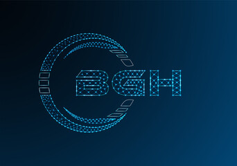 BGH low poly letter logo vector design. BGH lower poly logo design.