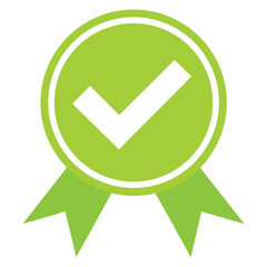 Green Check Mark Ribbon Vector Symbol Approval Graphic Element Design