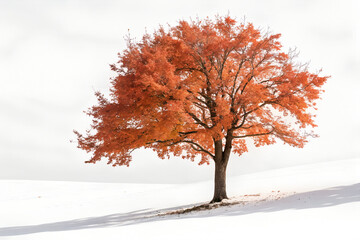 Fototapeta premium Autumn Tree in Snowy Landscape