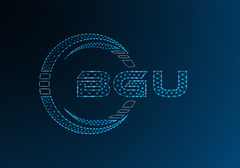 BGU low poly letter logo vector design. BGU lower poly logo design.