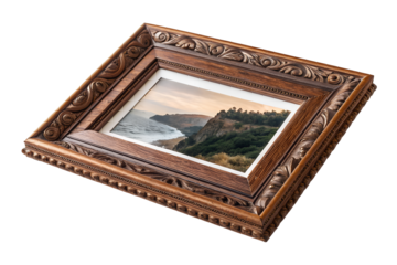 Beautiful Coastal Landscape in Wooden Frame