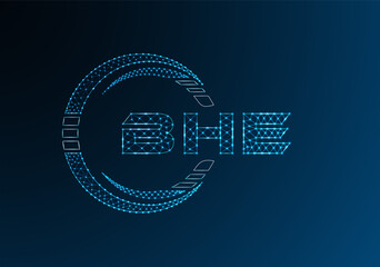 BHE low poly letter logo vector design. BHE lower poly logo design.
