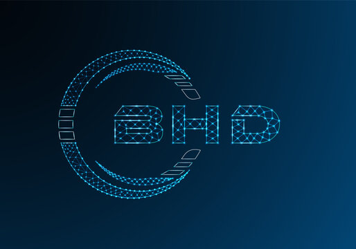 BHD low poly letter logo vector design. BHD lower poly logo design.
