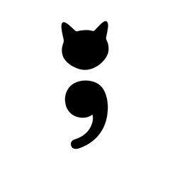 Cat semicolon silhouette vector flat illustration design.
