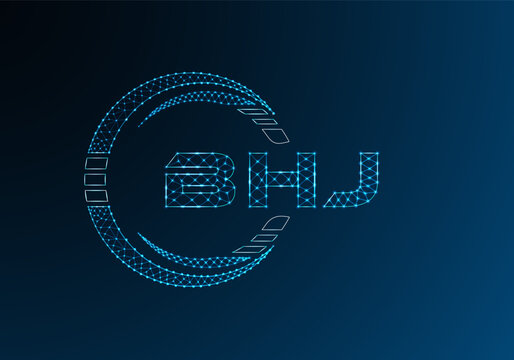 BHJ low poly letter logo vector design. BHJ lower poly logo design.