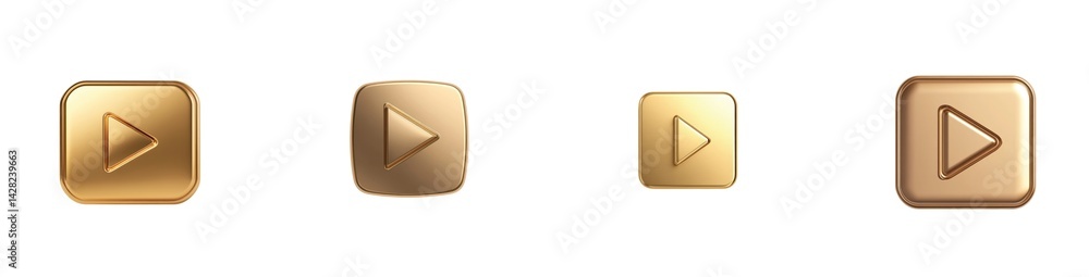 Aufkleber gold and bronze buttons with play symbols in various shapes and sizes for media control