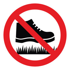 No Walking On Grass Symbol Sign Icon Isolated On White Background