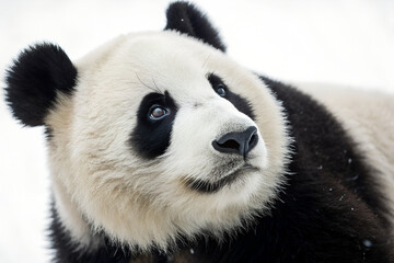 Naklejka premium Close-up of a Baby Panda in Snow