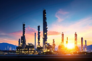 Industrial Complex at Sunset