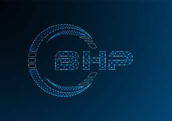 BHP low poly letter logo vector design. BHP lower poly logo design.