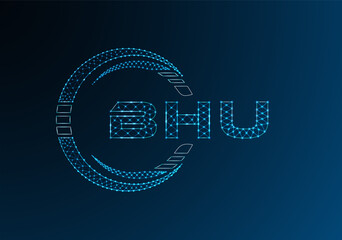 BHU low poly letter logo vector design. BHU lower poly logo design.