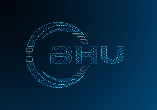 BHU low poly letter logo vector design. BHU lower poly logo design.