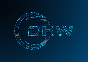 BHW low poly letter logo vector design. BHW lower poly logo design.