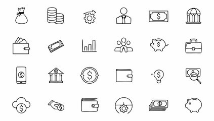 Fototapeta premium business and finance set of web icons in line styl (1).eps