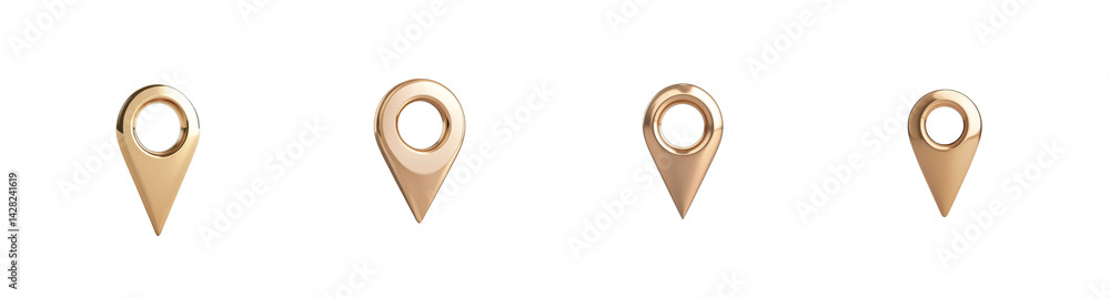 Poster golden location pins with hollow design create an elegant visual effect