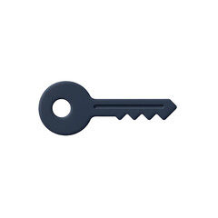 3D Key Icon &ndash; Realistic Black Key Symbol for Digital Security, Access, and Lock Concepts