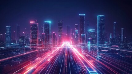 Cyberpunk Cityscape with Neon Lights