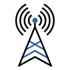 Cell Tower Illustration Icon Antenna Wireless Communication Technology Symbol Design