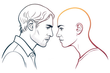 Intimate Line Art of Two Faces