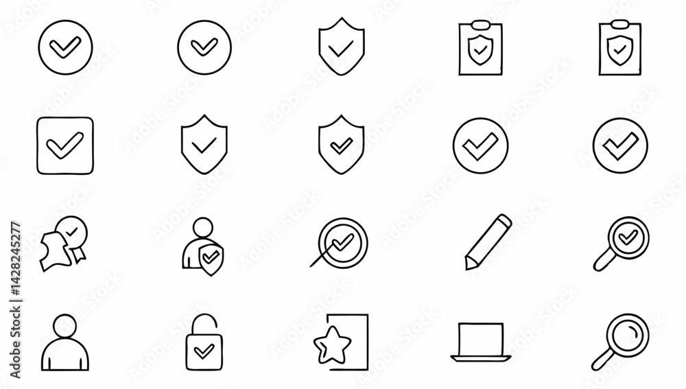 Poster check mark set of web icons in line style approve (2).eps