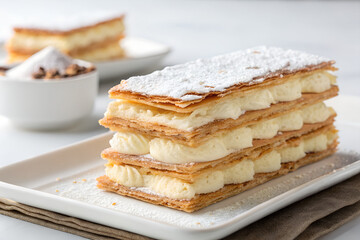 Delicious Mille-Feuille Pastry with Cream