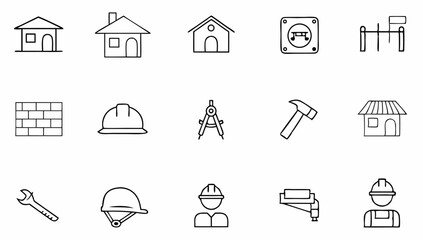 construction set of web icons in line style  build.eps
