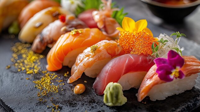 delicious sushi plate gourmet