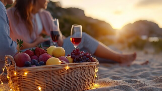 romantic picnic on the beach