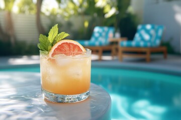 Refreshing grapefruit cocktail by pool (2)