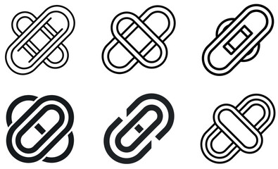 Linked Shape Icons Collection, Geometric Vector Set