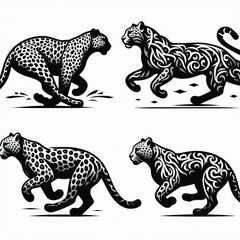 create leopard Silhouette with white background