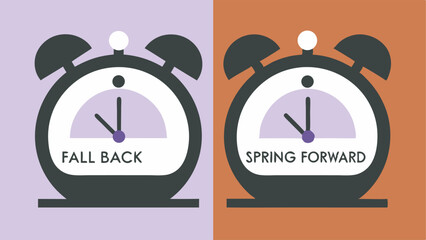 Daylight saving time alarm clock concept fall back spring forward