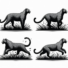 Obraz premium create leopard Silhouette with white background 