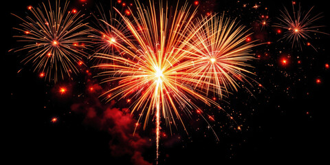 Obraz premium Colorful night sky fireworks display celebration with vibrant explosions