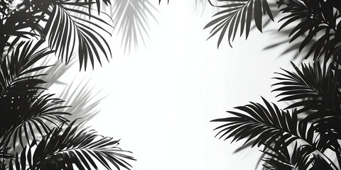 Naklejka premium Palm Leaf Shadows on White Background Tropical Summer Design