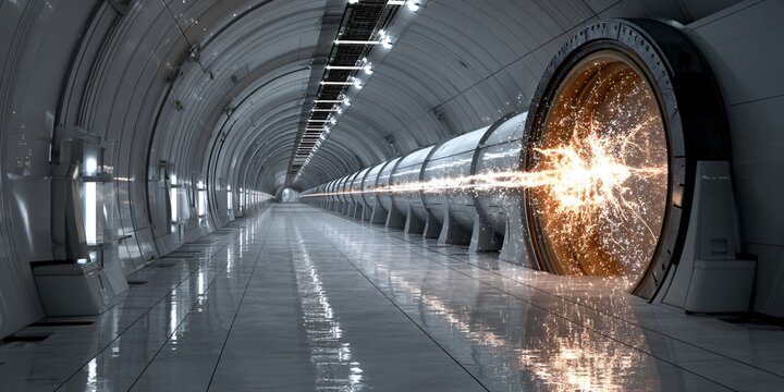 futuristic supercomputer technology concept, particle accelerator