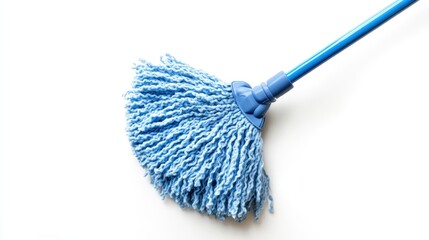 Light blue microfiber mop head with plastic handle
