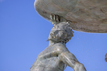 Tritons' Fountain, modernist masterpiece and popular tourist landmark, Valletta, Malta