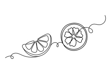 Orange Fruit One Line Drawing. Minimalist Continuous One Line Vector Illustration.