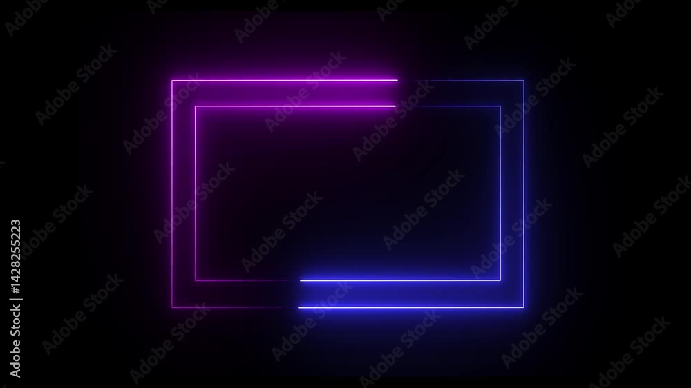 Wall mural abstract neon sign rectangles icon animation. animation of glowing neon rectangles abstract backgrou