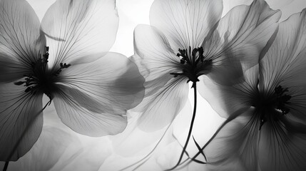 Elegant Monochrome Floral Photography Delicate Petals Black White Botanical Nature Closeup Image Stunning Flower Bloom Artistic Soft Light Shadow     