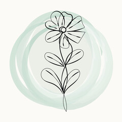 Elegant Minimalist Single Line Flower Drawing on Soft Green Background