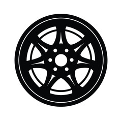 Obraz premium black silhouette car wheel hub vector icon